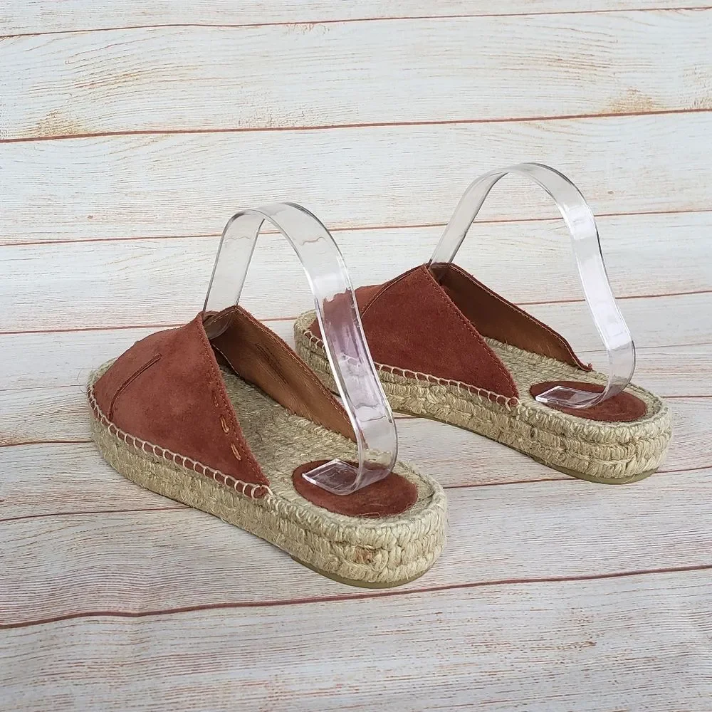 Free People Tuscan Suede Espadrille Sandal Slides in Rust